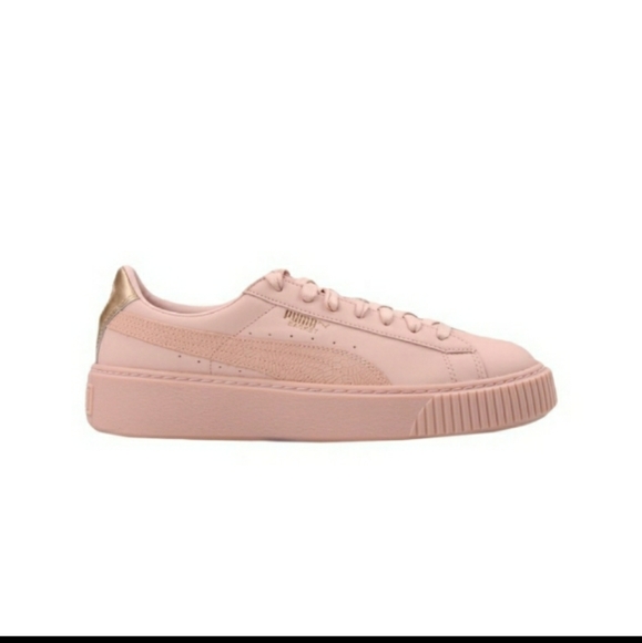 Puma Pink Leather Sneakers with Gold Accent - Picture 3 of 3
